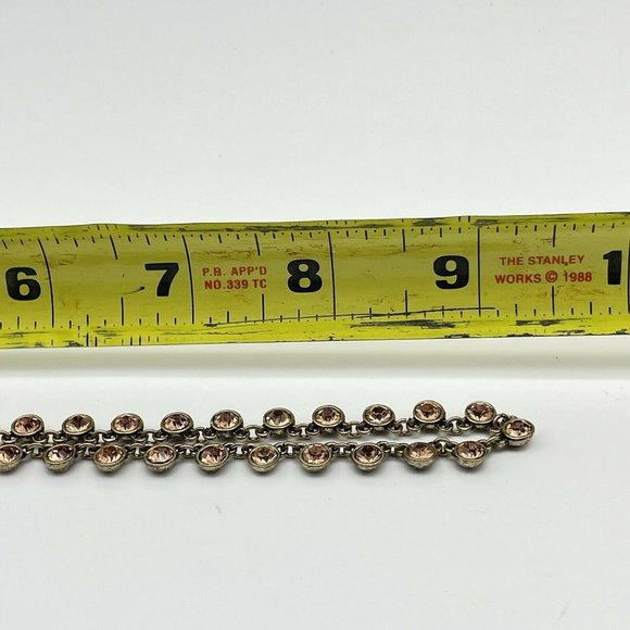 Jeweled Necklace Womens Gold Tone Pink Peach Jewels Lobster Claw Clasp 19 Inch - Picture 5 of 5